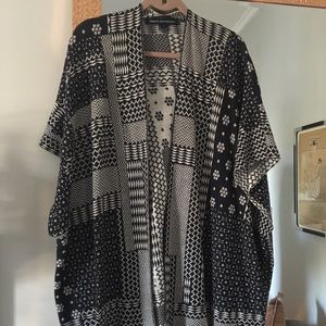 French Connection tasseled sweater poncho